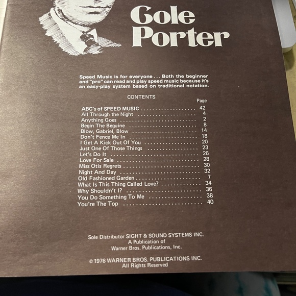 COLE PORTER EZ PLAY SPEED MUSIC Songbook Beginner 1976 Guitar Piano Organ Sheet. - Picture 3 of 3